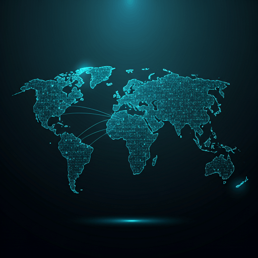 Stylized digital world map